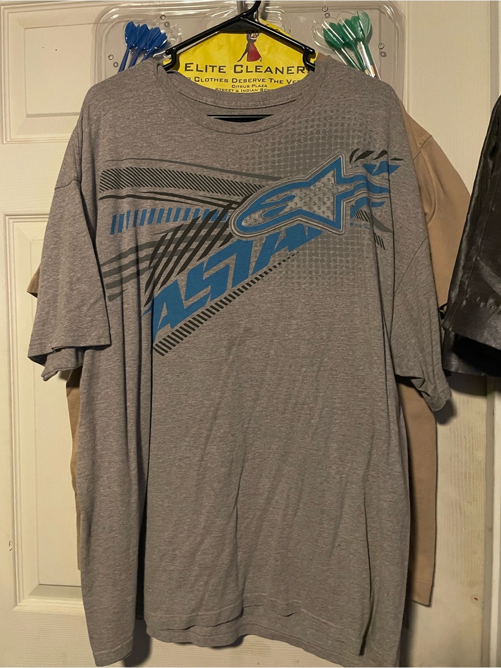 Alpinestars Gray Short-Sleeve Tee with Blue Graphic Logo